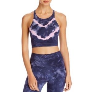 Electric & Rose Halter Sports Bra Top Blue & Pink Tie Dye